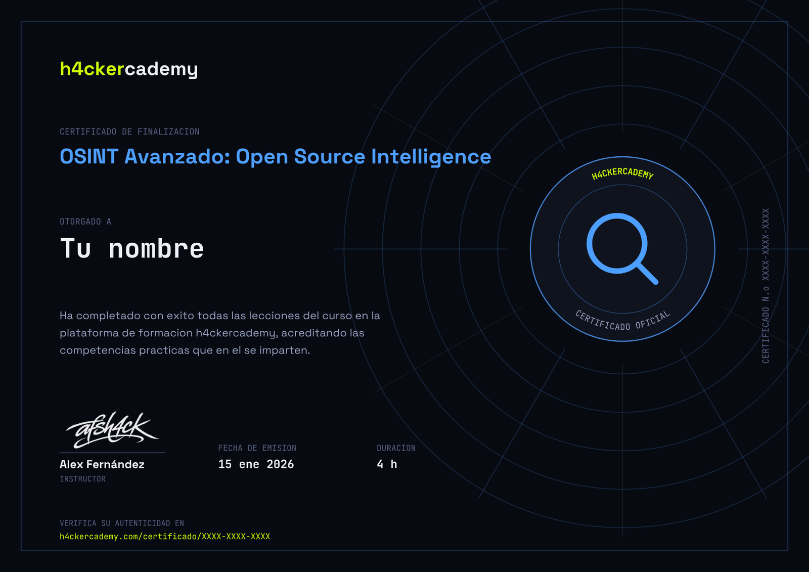 Advanced OSINT course certificate